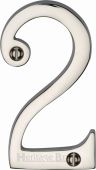 C1560 2-PNF Heritage Brass Numeral 2 Face Fix 76mm &lpar;3"&rpar; Polished Nickel Finish