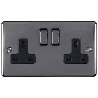 EN2SOBNB - Eurolite 2 Gang 13Amp DP Switched Socket Black Nickel with Black Trim &lpar;Enhance Range&rpar;