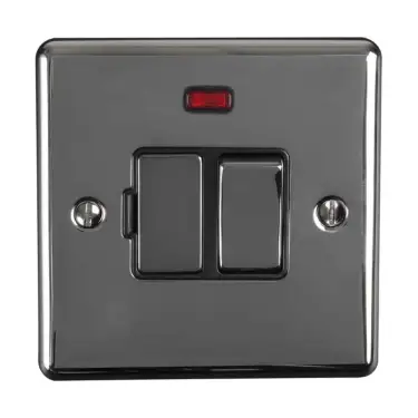 Click Here To Enlarge This Photo Of ENSWFNBNB - Eurolite 13Amp DP Switched Fuse Spur with Neon Indicator Black Nickel with Black Trim &lpar;Enhance Range&rpar;