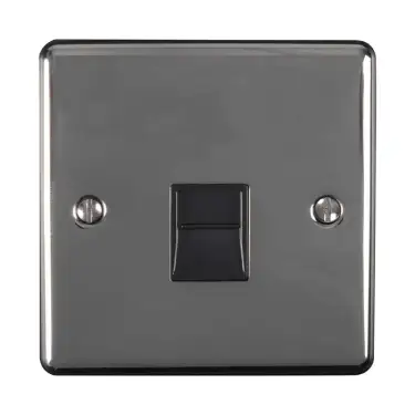 Click Here To Enlarge This Photo Of EN1SLBNB - Eurolite 1 Gang Slave Telephone Socket Black Nickel with Black Trim &lpar;Enhance Range&rpar;