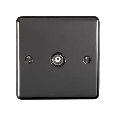 Click Here To Enlarge This Photo Of EN1TVBNB - Eurolite 1 Gang TV Coaxial Socket Black Nickel with Black Trim &lpar;Enhance Range&rpar;