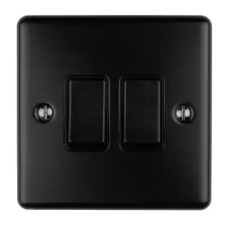 EN2SWMBB - Eurolite 2 Gang 10Amp 2Way Switch Matt Black with Black Trim &lpar;Enhance Range&rpar;