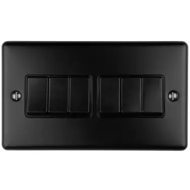 Click Here To Enlarge This Photo Of EN6SWMBB - Eurolite 6 Gang 10Amp 2Way Switch Matt Black with Black Trim &lpar;Enhance Range&rpar;