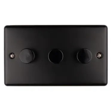 Click Here To Enlarge This Photo Of EN3DLEDMBB - Eurolite 3 Gang 400W&sol;LED 2Way Dimmer Switch Matt Black &lpar;Enhance Range&rpar;