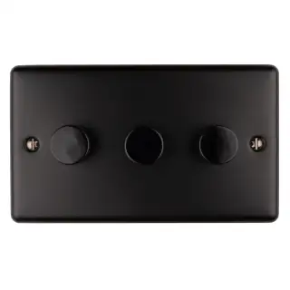 EN3DLEDMBB - Eurolite 3 Gang 400W&sol;LED 2Way Dimmer Switch Matt Black &lpar;Enhance Range&rpar;