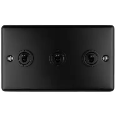 Click Here To Enlarge This Photo Of ENT3SWMBB - Eurolite 3 Gang Toggle Switch Matt Black &lpar;Enhance Range&rpar;