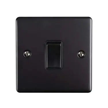 Click Here To Enlarge This Photo Of EN20ASWMBB - Eurolite 1 Gang 20Amp DP Switch Matt Black with Black Trim &lpar;Enhance Range&rpar;