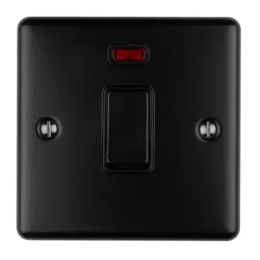 Click Here To Enlarge This Photo Of EN20ASWNMBB - Eurolite 1 Gang 20Amp DP Switch with Neon Indicator Matt Black with Black Trim &lpar;Enhance Range&rpar;