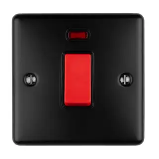 EN45ASWNSMBB - Eurolite 1 Gang 45Amp DP Switch with Neon Indicator Matt Black with Black Trim &lpar;Enhance Range&rpar;