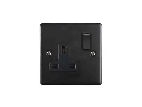 Click Here To Enlarge This Photo Of EN1SOMBB - Eurolite 1 Gang 13Amp DP Switched Socket Matt Black with Black Trim &lpar;Enhance Range&rpar;