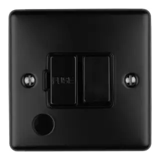 ENSWFFOMBB - Eurolite 13Amp DP Switched Fuse Spur with Flex Outlet Matt Black with Black Trim &lpar;Enhance Range&rpar;