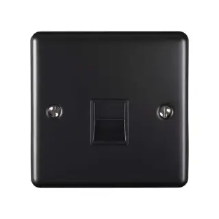 EN1SLMBB - Eurolite 1 Gang Slave Telephone Socket Matt Black with Black Trim &lpar;Enhance Range&rpar;