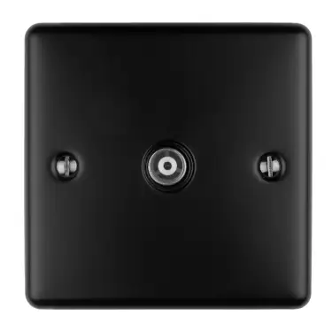 Click Here To Enlarge This Photo Of EN1TVMBB - Eurolite 1 Gang TV Coaxial Socket Matt Black with Black Trim &lpar;Enhance Range&rpar;