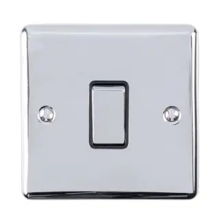 EN1SWPCB - Eurolite 1 Gang 10Amp 2Way Switch Polished Chrome with Black Trim &lpar;Enhance Range&rpar;