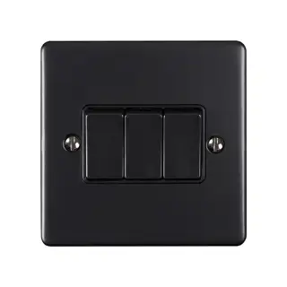EN3SWPCB - Eurolite 3 Gang 10Amp 2Way Switch Polished Chrome with Black Trim &lpar;Enhance Range&rpar;