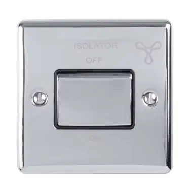 Click Here To Enlarge This Photo Of ENFSWPCB - Eurolite 6Amp Fan Isolator Switch Polished Chrome with Black Trim &lpar;Enhance Range&rpar;