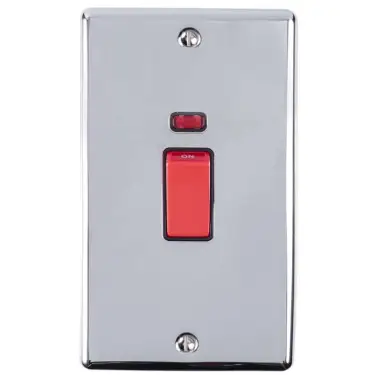 Click Here To Enlarge This Photo Of EN45ASWNPCB - Eurolite 45Amp DP Cooker Switch with Neon Indicator &lpar;Vertical&rpar; Polished Chrome with Black Trim &lpar;Enhance Range&rpar;