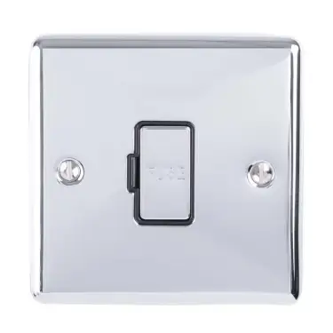 Click Here To Enlarge This Photo Of ENUSWFPCB - Eurolite 13Amp Unswitched Fuse Spur Polished Chrome with Black Trim &lpar;Enhance Range&rpar;