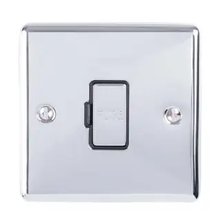 ENUSWFPCB - Eurolite 13Amp Unswitched Fuse Spur Polished Chrome with Black Trim &lpar;Enhance Range&rpar;