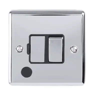 Click Here To Enlarge This Photo Of ENSWFFOPCB - Eurolite 13Amp DP Switched Fuse Spur with Flex Outlet Polished Chrome with Black Trim &lpar;Enhance Range&rpar;