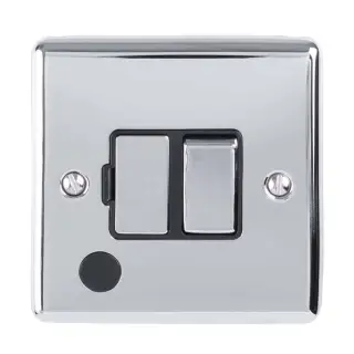 ENSWFFOPCB - Eurolite 13Amp DP Switched Fuse Spur with Flex Outlet Polished Chrome with Black Trim &lpar;Enhance Range&rpar;