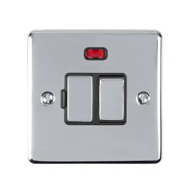 Click Here To Enlarge This Photo Of ENSWFNPCB - Eurolite 13Amp DP Switched Fuse Spur with Neon Indicator Polished Chrome with Black Trim &lpar;Enhance Range&rpar;