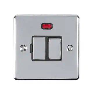 ENSWFNPCB - Eurolite 13Amp DP Switched Fuse Spur with Neon Indicator Polished Chrome with Black Trim &lpar;Enhance Range&rpar;