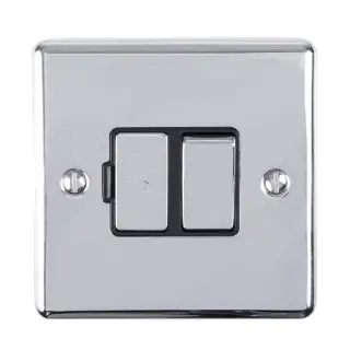 ENSWFPCB - Eurolite 13Amp DP Switched Fuse Spur Polished Chrome with Black Trim &lpar;Enhance Range&rpar;