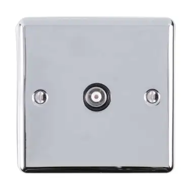 Click Here To Enlarge This Photo Of EN1TVPCB - Eurolite 1 Gang TV Coaxial Socket Polished Chrome with Black Trim &lpar;Enhance Range&rpar;