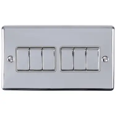 Click Here To Enlarge This Photo Of EN6SWPCG - Eurolite 6 Gang 10Amp 2Way Switch Polished Chrome with Grey Trim &lpar;Enhance Range&rpar;
