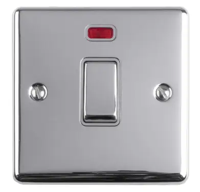 Click Here To Enlarge This Photo Of EN20ASWNPCG - Eurolite 1 Gang 20Amp DP Switch with Neon Indicator Polished Chrome with Grey Trim &lpar;Enhance Range&rpar;