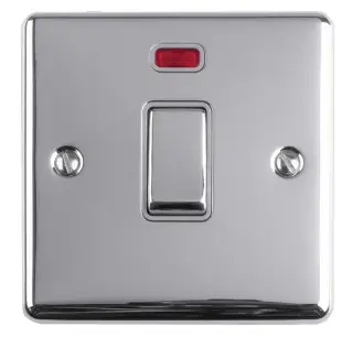 EN20ASWNPCG - Eurolite 1 Gang 20Amp DP Switch with Neon Indicator Polished Chrome with Grey Trim &lpar;Enhance Range&rpar;