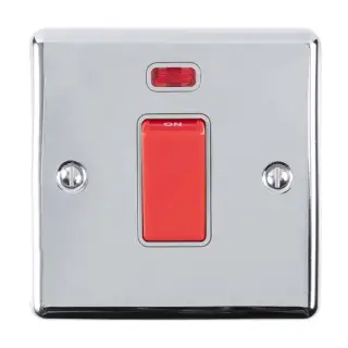 EN45ASWNSPCG - Eurolite 1 Gang 45Amp DP Switch with Neon Indicator Polished Chrome with Grey Trim &lpar;Enhance Range&rpar;