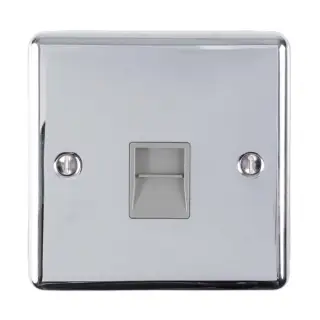 EN1SLPCG - Eurolite 1 Gang Slave Telephone Socket Polished Chrome with Grey Trim &lpar;Enhance Range&rpar;