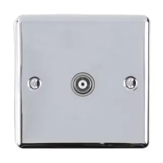 EN1TVPCG - Eurolite 1 Gang TV Coaxial Socket Polished Chrome with Grey Trim &lpar;Enhance Range&rpar;
