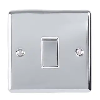 EN1SWPCW - Eurolite 1 Gang 10Amp 2Way Switch Polished Chrome with White Trim &lpar;Enhance Range&rpar;