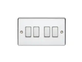 EN4SWPCW - Eurolite 4 Gang 10Amp 2Way Switch Polished Chrome with White Trim &lpar;Enhance Range&rpar;