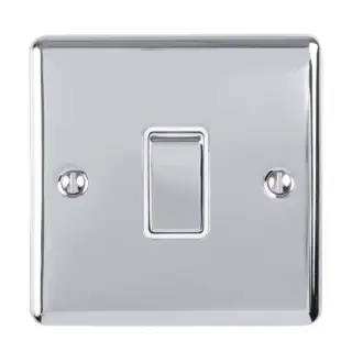 EN20ASWPCW - Eurolite 1 Gang 20Amp DP Switch Polished Chrome with White Trim &lpar;Enhance Range&rpar;