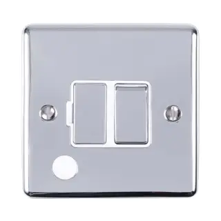 ENSWFFOPCW - Eurolite 13Amp DP Switched Fuse Spur with Flex Outlet Polished Chrome with White Trim &lpar;Enhance Range&rpar;
