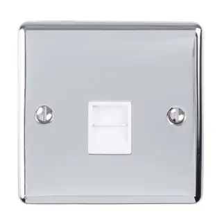 EN1MPCW - Eurolite 1 Gang Master Telephone Socket Polished Chrome with White Trim &lpar;Enhance Range&rpar;