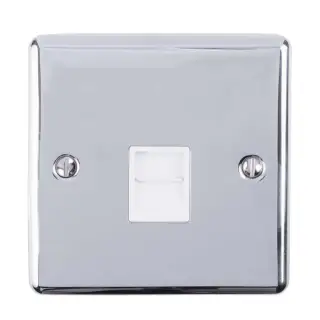 EN1SLPCW - Eurolite 1 Gang Slave Telephone Socket Polished Chrome with White Trim &lpar;Enhance Range&rpar;