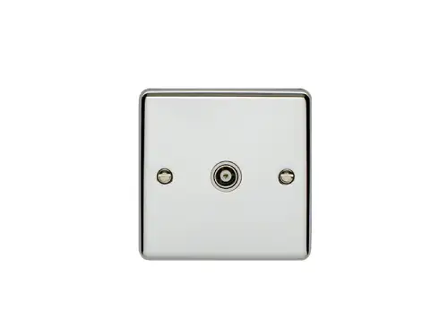 Click Here To Enlarge This Photo Of EN1TVPCW - Eurolite 1 Gang TV Coaxial Socket Polished Chrome with White Trim &lpar;Enhance Range&rpar;