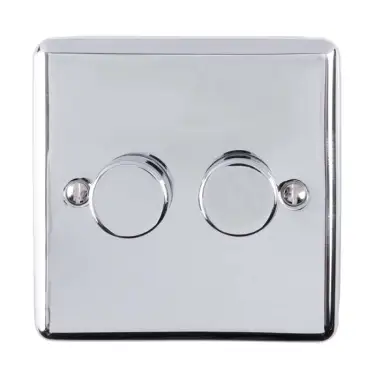 Click Here To Enlarge This Photo Of EN2DLEDPC - Eurolite 2 Gang 400W&sol;LED 2Way Dimmer Switch Polished Chrome &lpar;Enhance Range&rpar;