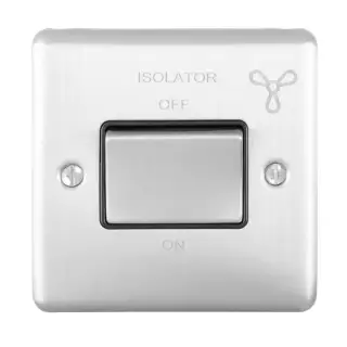 ENFSWSSB - Eurolite 6Amp Fan Isolator Switch Satin Stainless Steel with Black Trim &lpar;Enhance Range&rpar;