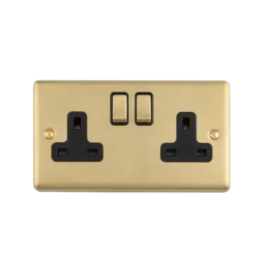 Click Here To Enlarge This Photo Of EN2SOSSB - Eurolite 2 Gang 13Amp DP Switched Socket Satin Stainless Steel with Black Trim &lpar;Enhance Range&rpar;