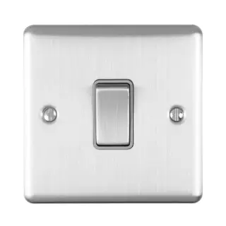 EN1SWSSG - Eurolite 1 Gang 10Amp 2Way Switch Satin Stainless Steel with Grey Trim &lpar;Enhance Range&rpar;