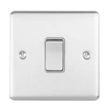 Click Here To Enlarge This Photo Of ENINTSSG - Eurolite 1 Gang 10Amp Intermediate Switch Satin Stainless Steel with Grey Trim &lpar;Enhance Range&rpar;