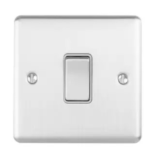 ENINTSSG - Eurolite 1 Gang 10Amp Intermediate Switch Satin Stainless Steel with Grey Trim &lpar;Enhance Range&rpar;
