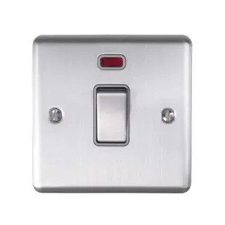 EN20ASWNSSG - Eurolite 1 Gang 20Amp DP Switch with Neon Indicator Satin Stainless Steel with Grey Trim &lpar;Enhance Range&rpar;