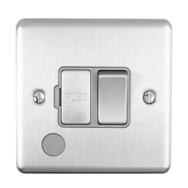 Click Here To Enlarge This Photo Of ENSWFFOSSG - Eurolite 13Amp DP Switched Fuse Spur with Flex Outlet Satin Stainless Steel with Grey Trim &lpar;Enhance Range&rpar;